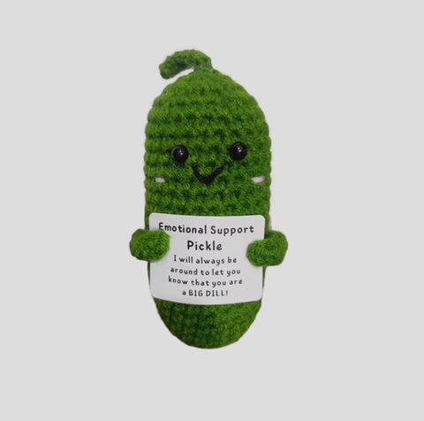 Handmade Crochet Tiny Positive Plushies - 4" Dill Pickle