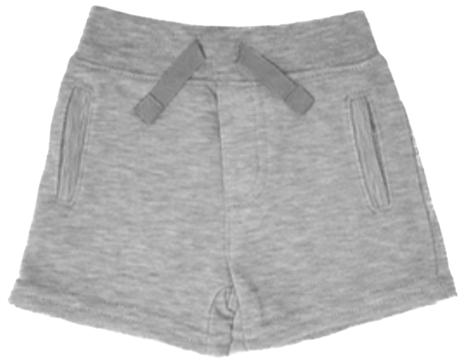 UNISEX Toddler and Mini French Terry Play Shorts w/Pockets, Light Gray