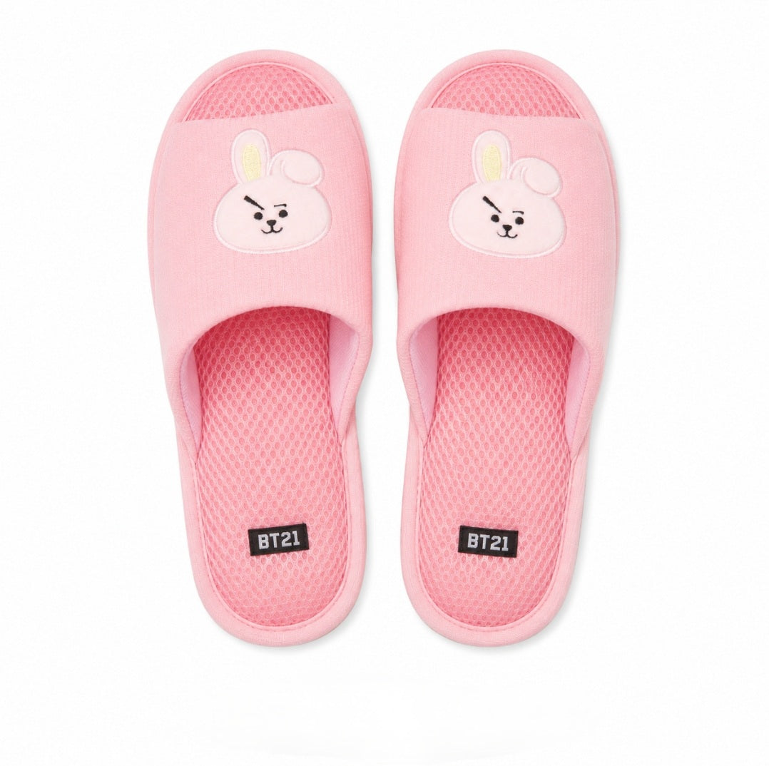 BT21 Plush Indoor/Outdoor House Slippers, Open Toed - Pink Cooky