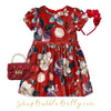4914 Mayoral Mini Girls Dressy Velvet Belted Tailored Floral Dress - Red