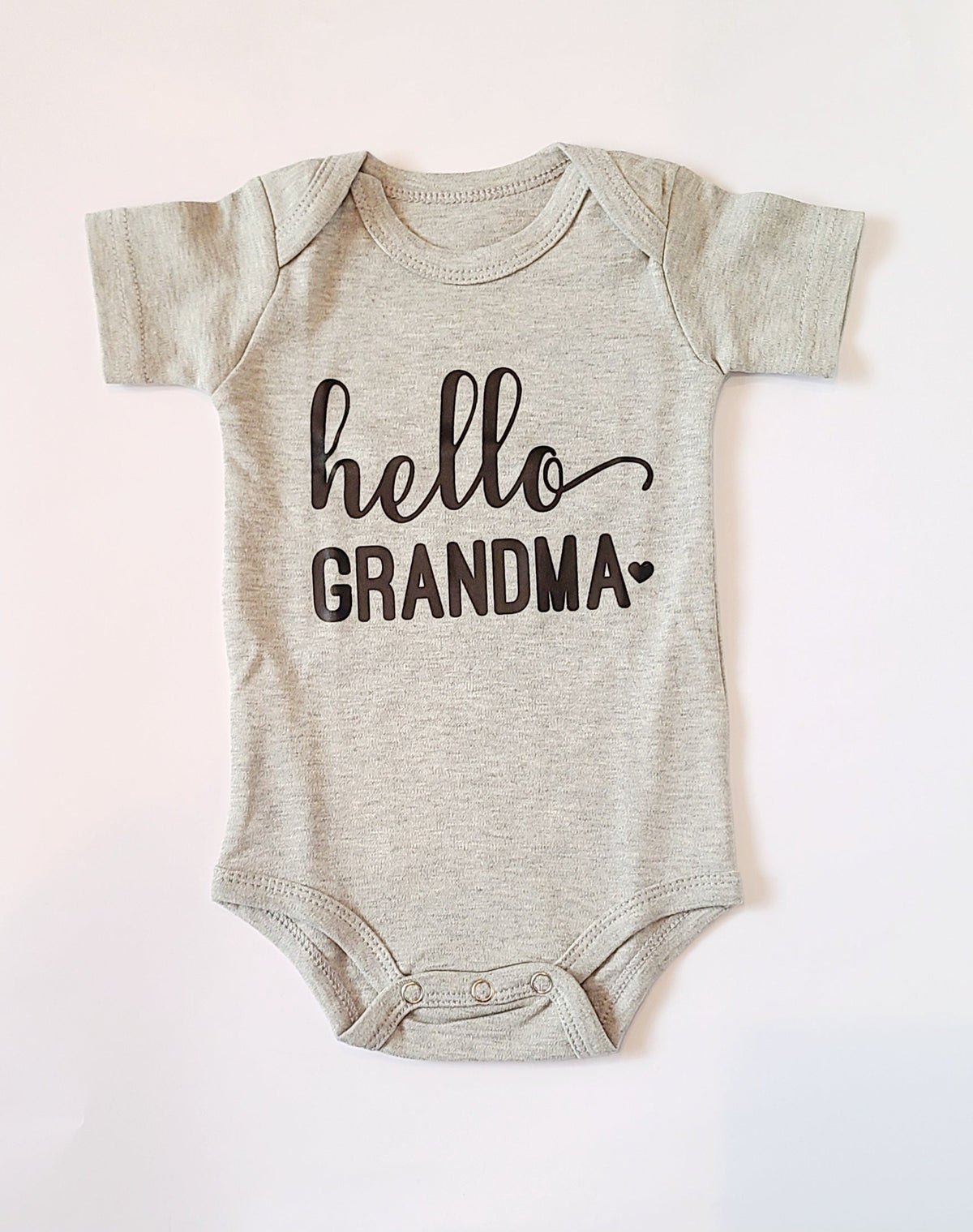 Hello Grandma baby bodysuit, grey