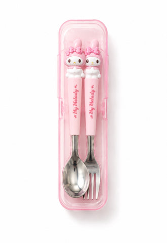 Sanrio Stainless Steel Utensils:  Spoon and Fork w/Travel Case, My Melody