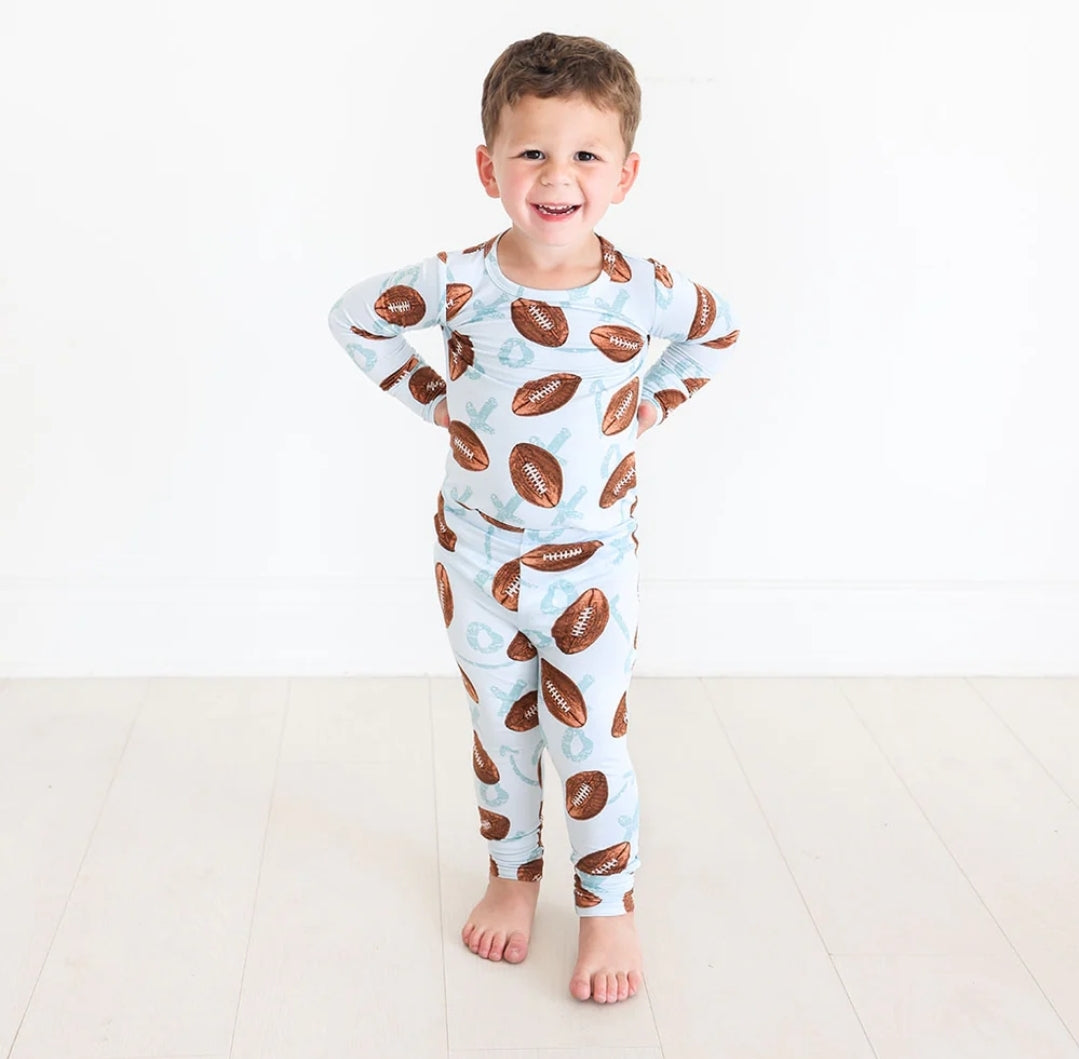 Posh Peanut Bamboo L/S 2PC Kids PJs - Field Day Football