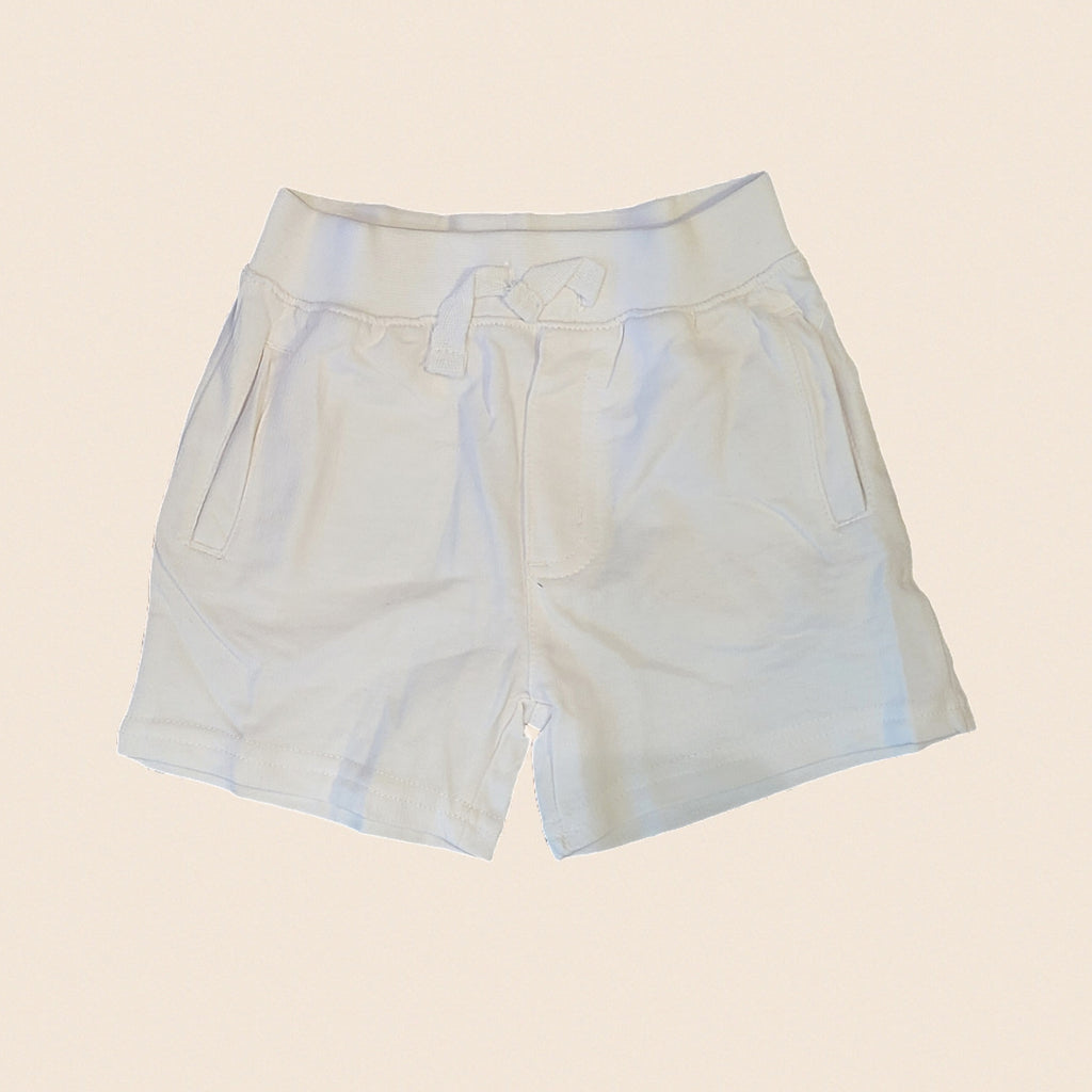 UNISEX Toddler and Mini French Terry Play Shorts w/Pockets, White