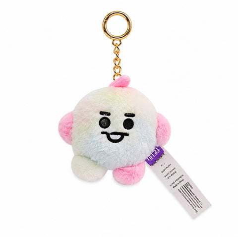 BT21 Rainbow Plush Faux Fur ~3" Backpack Bag Clip Charm, Baby Shooky Cookie