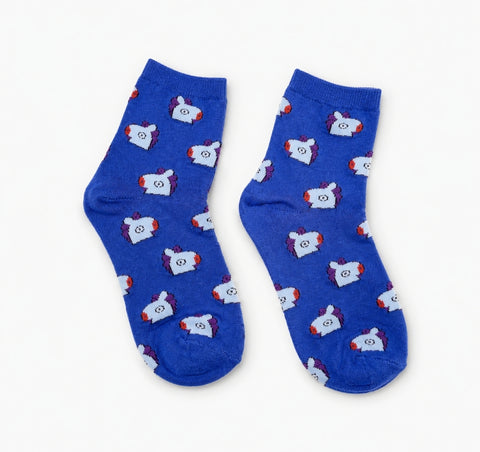 BT21 Knit Over Ankle Cotton Socks - Mang Royal Blue