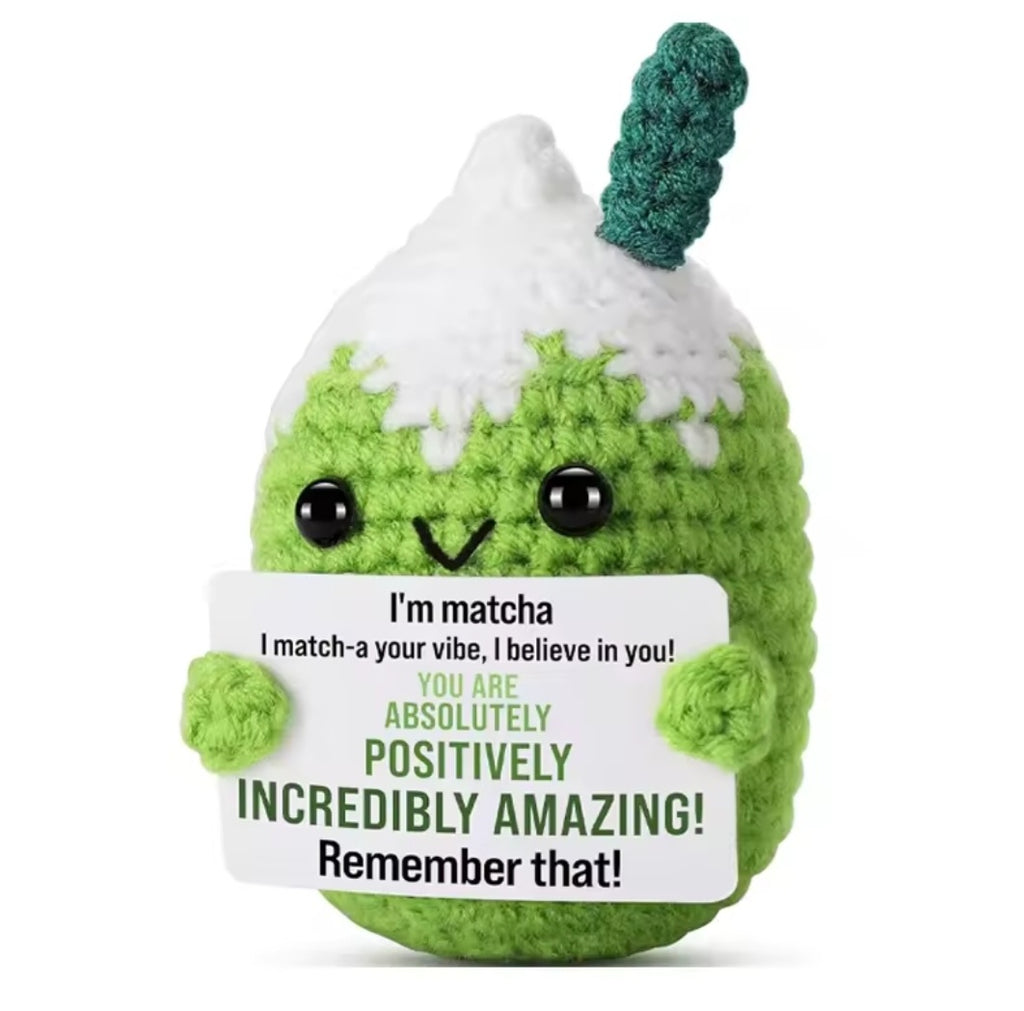 Handmade Crochet Tiny Positive Plushies - 4" Matcha
