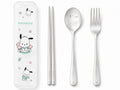 Sanrio Stainless Steel Utensils:  Chopsticks, Spoon, Fork w/Travel Case, Pochacco
