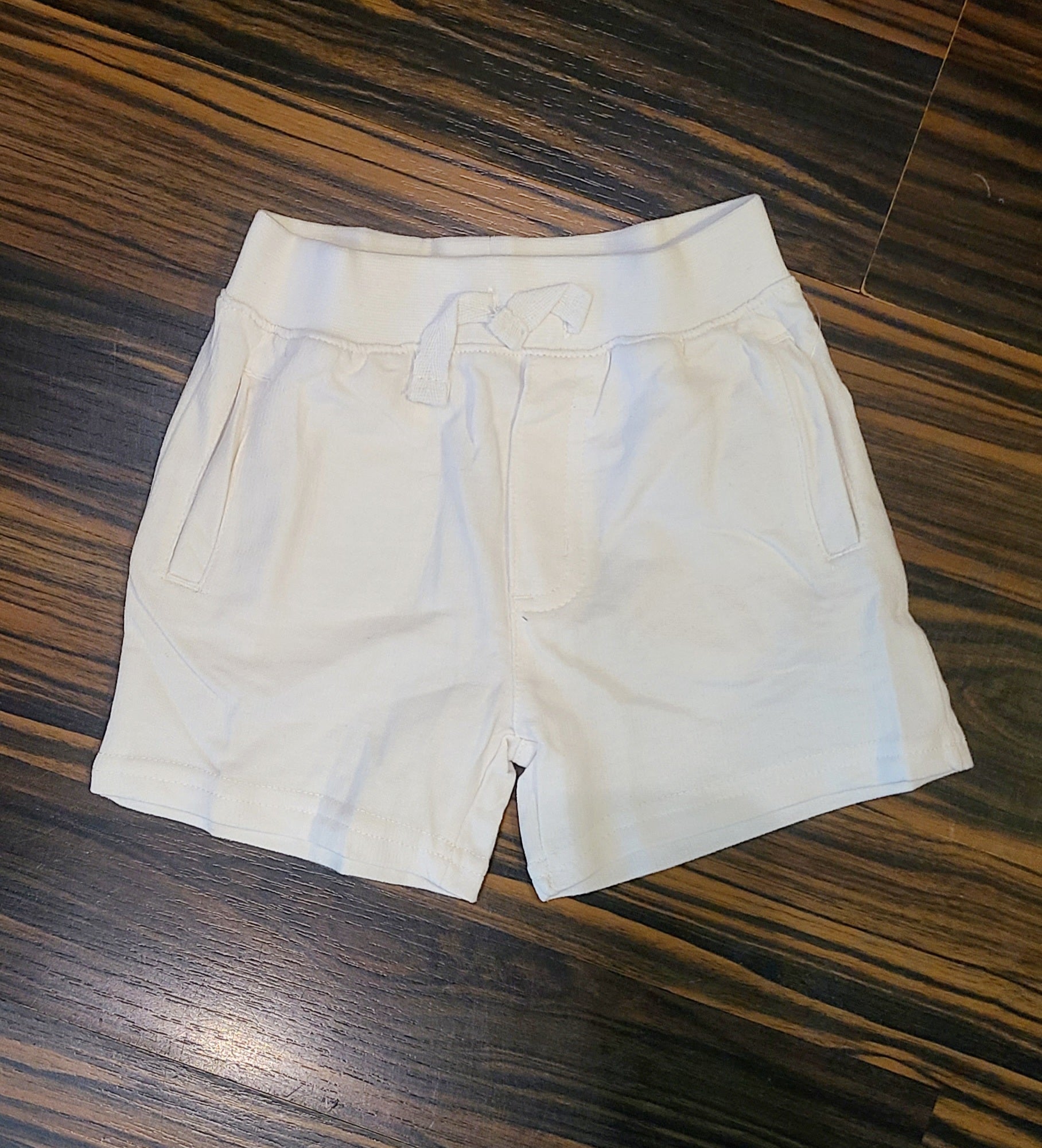 UNISEX Toddler and Mini French Terry Play Shorts w/Pockets, White