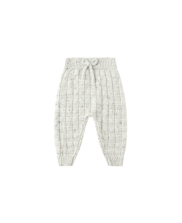 Rylee + Cru knit lounge pant, oatmeal speckle, front view
