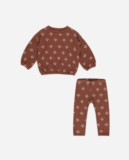 Rylee + Cru Spongey Knit 2PC Set - Brick Posy