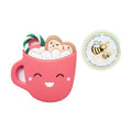 Hot chocolate mug silicone teether, red, front view