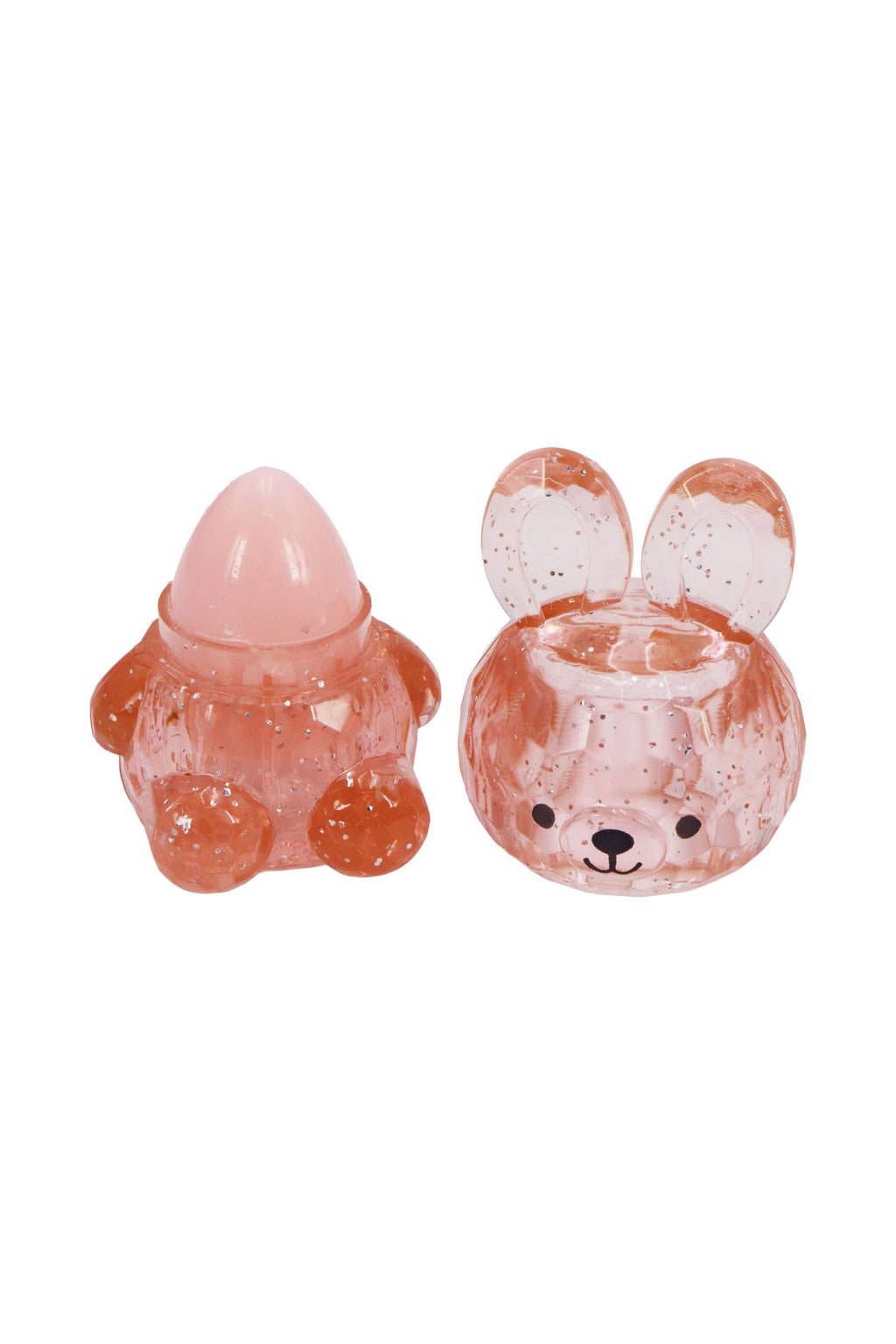 Prism bunny rabbit moisturizing lip balm, peach bunny with cap off