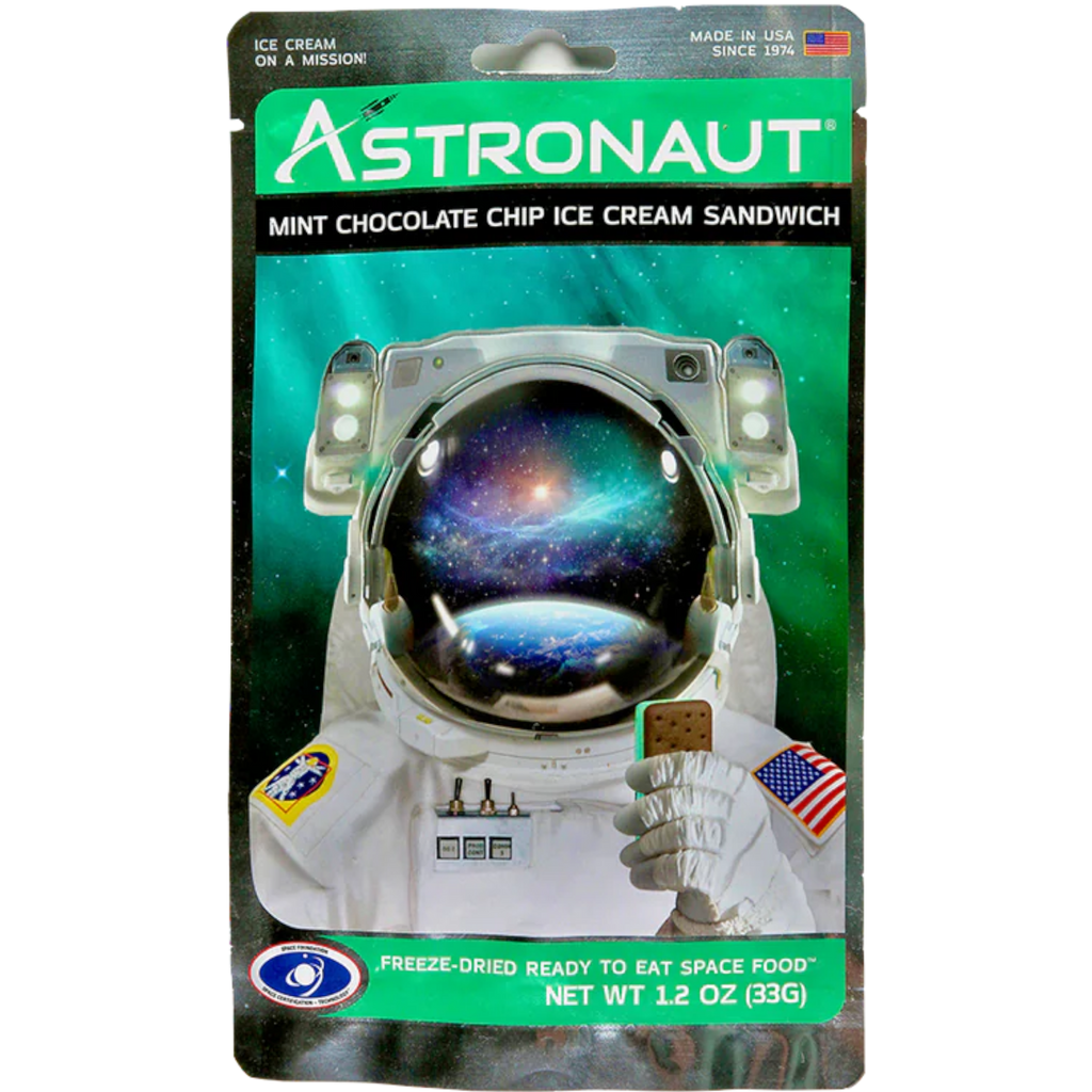 Astronaut freeze-dried mint chocolate chip ice cream sandwich, package