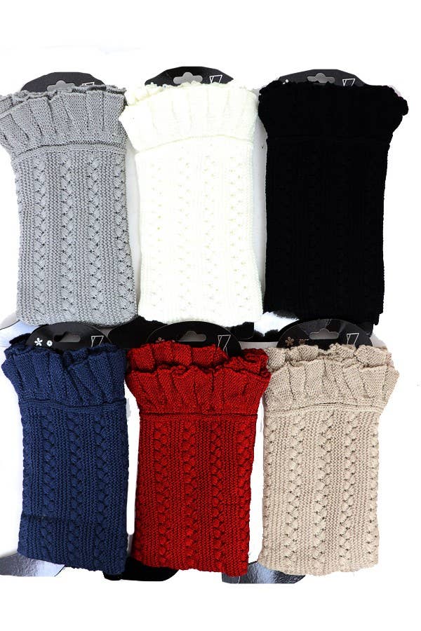 Ruffled top knit leg warmers, in all six colors