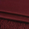Solid pashmina shawl scarf, cocoa medium brown, fabric and fringe detail