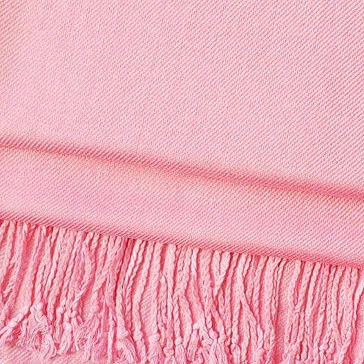 Solid viscose fringe shawl scarf, light pink, fabric and fringe detail