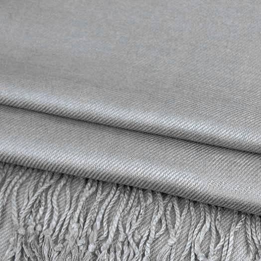 Solid viscose fringe shawl scarf, medium grey, fabric and fringe detail