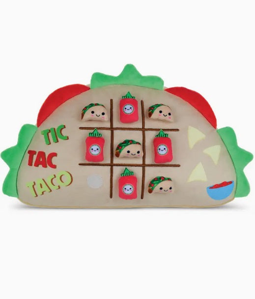 Taco tic tac toe plush pillow game, front view