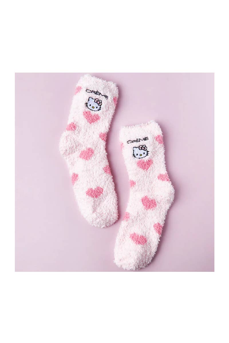 The Creme Shop Hello Kitty aloe infused plush socks, pink, pair