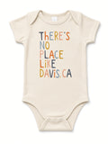 There's No Place Like Davis CA organic cotton baby snap bodysuit in cream
