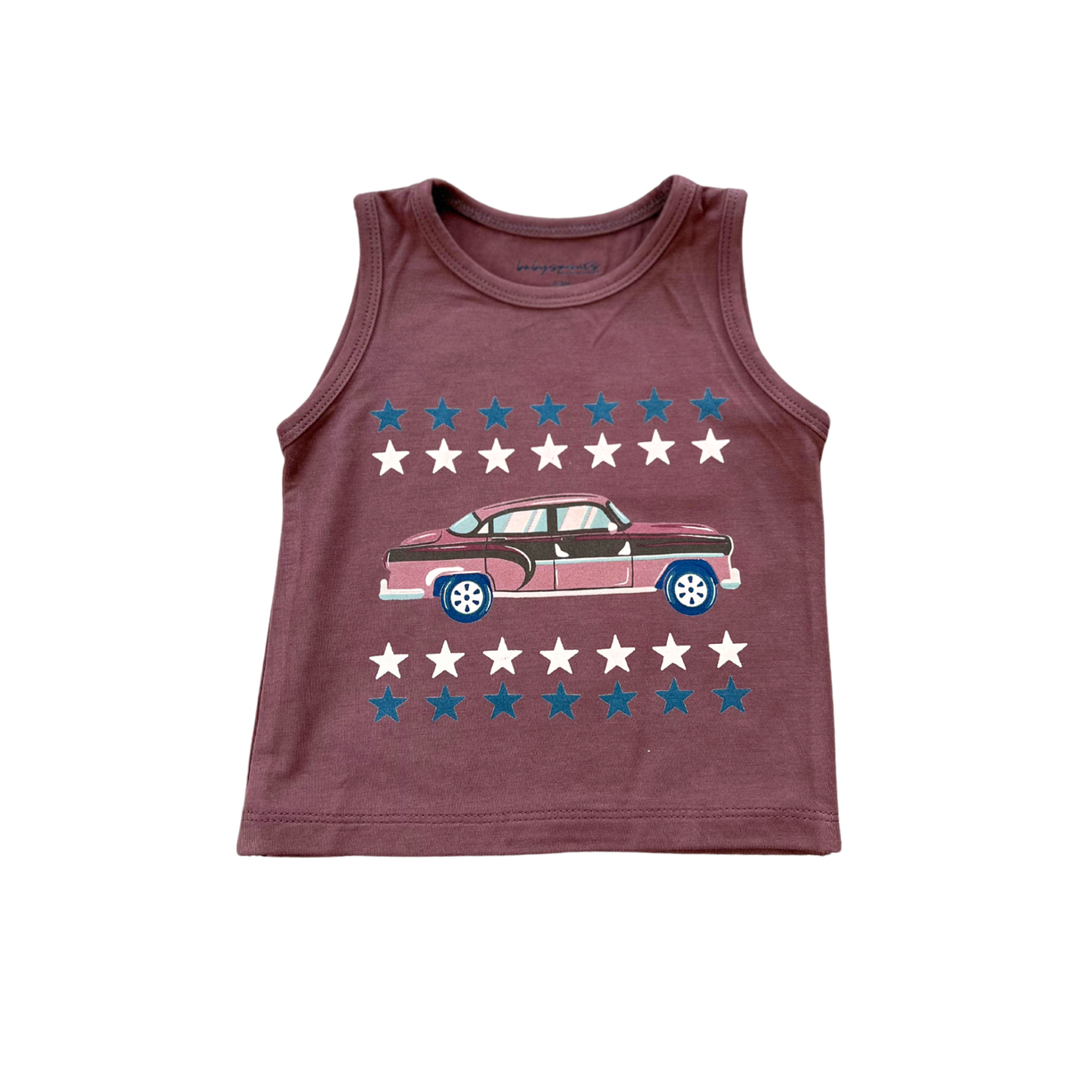 Boys bamboo Americana tank top, hot rod brick, front view