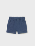 Mayoral toddler boy ocean blue Bermuda shorts, front view