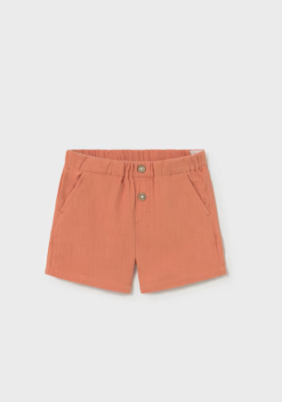 Mayoral toddler boy clay muslin wide leg shorts, front view