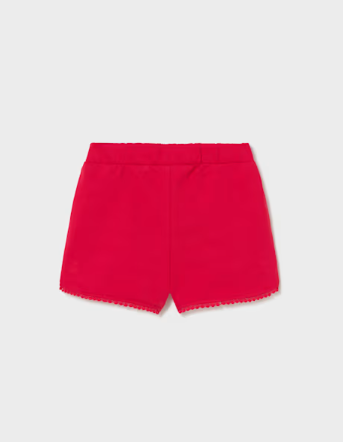 Mayoral toddler girl red chenille shorts, back view