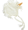 Toddler knit unicorn hat, white and mustard, front view
