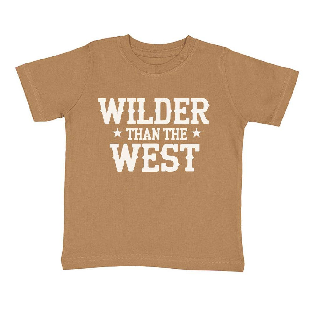 Kids mocha Wilder Than The West graphic t-shirt, front view