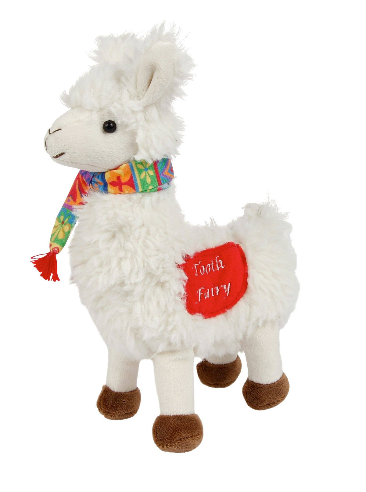 Tooth fairy pocket plush, white llama, front view