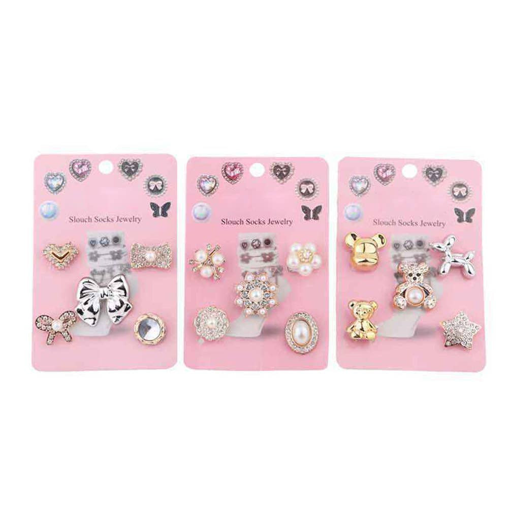 Sock charm pins, 5 piece set, three sets