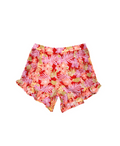 Tween girls ruffled breezy shorts, Bali floral, front view