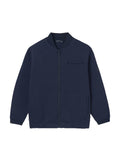 Mayoral tween boys dressy zip up, navy, front view