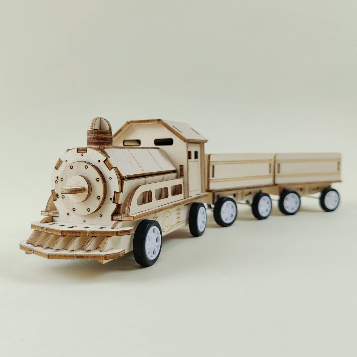 Wooden DIY STEM kit, battery powered train, view 4