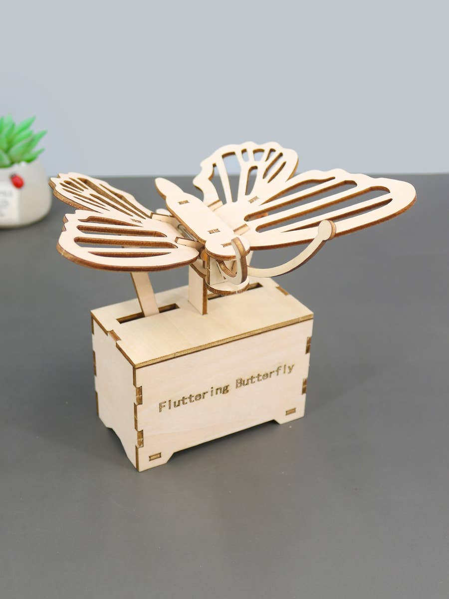 Wooden DIY STEM kit, fluttering butterfly, view 3