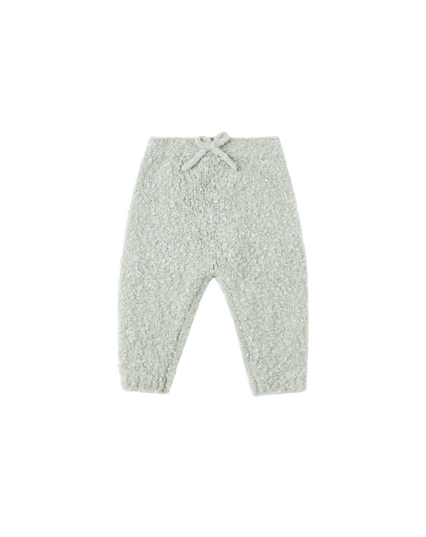 Boucle knit lounge pant, pistachio green, front view