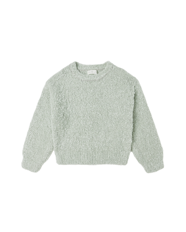Boucle knit sweater, pistachio green, front view