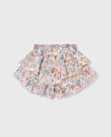 3909 Mini Girls Eco-Cotton Floral Ruffled Skort - Salmon