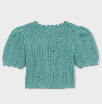 3003 Mini Girls S/S Scalloped Knit Top - Mint