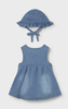 1816 Mayoral Baby Girls Embroidered Strawberry Denim Dress w/ Sun Hat - Denim