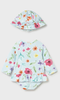 1634 Mayoral Baby Girls L/s Zippered Rash Guard One-Piece w/ Sun Hat Swim Suit - Hawaii