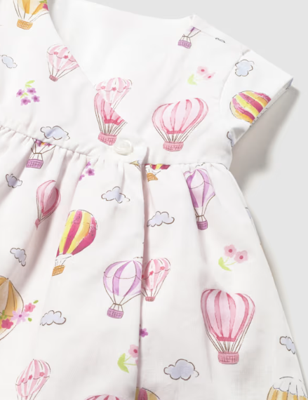 1807 Mayoral Baby Girls Reversible Dress - Hot Air Balloon Rose