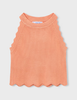 3027 Mini Girls Scalloped Edge Knit Halter Tank Top - Peach