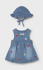 1816 Mayoral Baby Girls Embroidered Strawberry Denim Dress w/ Sun Hat - Denim