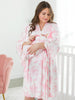 women's bamboo robe with pink butterfly toile print, mommy and me matching