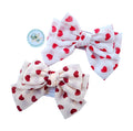 XL 7 inch red heart chiffon cheer bow hair clip, two bows