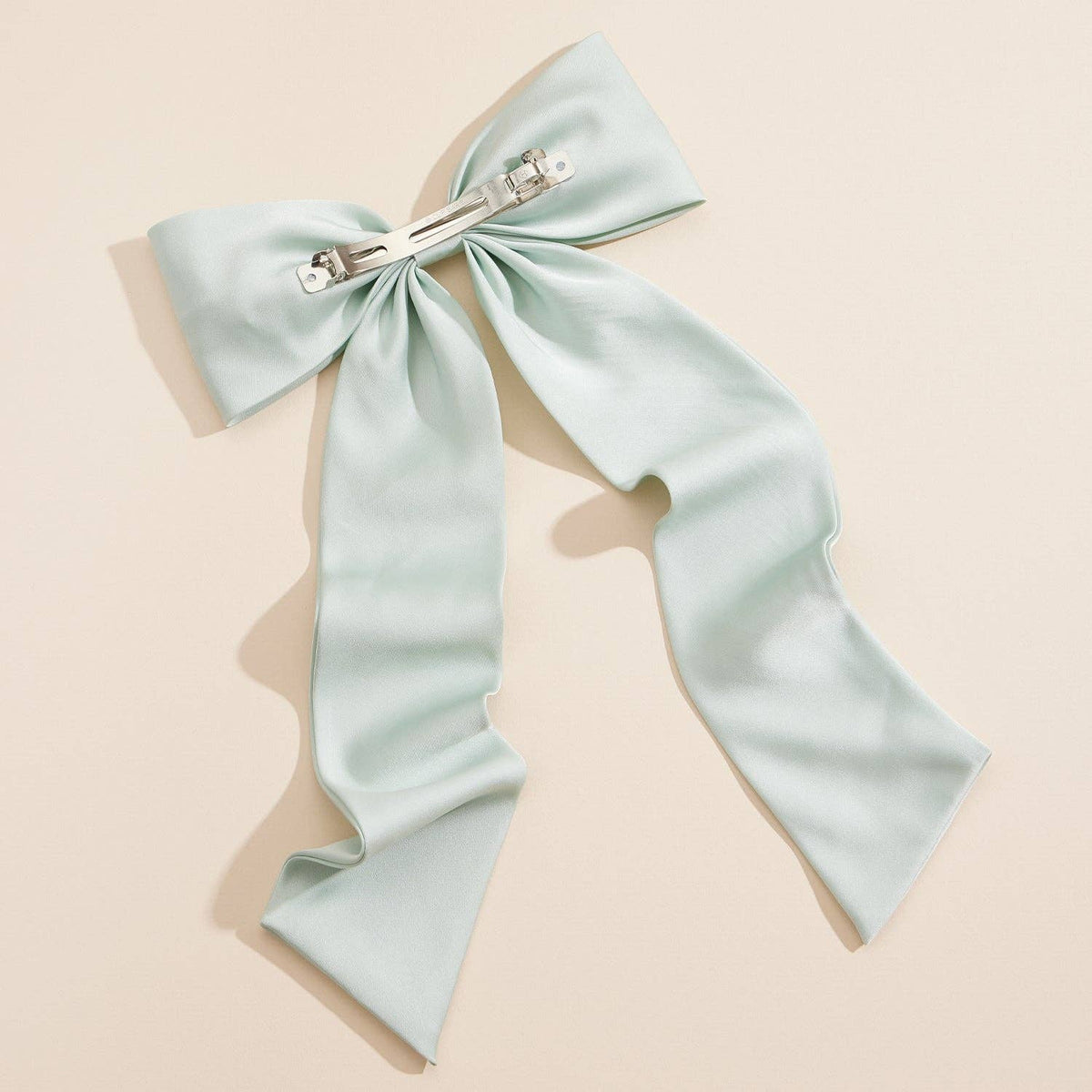 XL matte satin cheer bow hair clip, mint