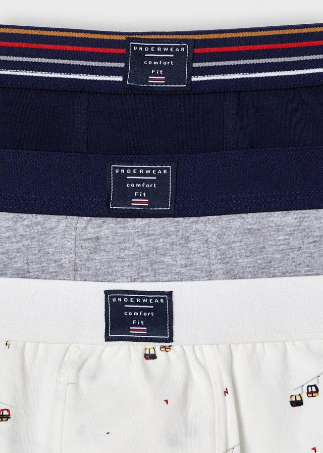 Boys Mayoral Navy Blue, Grey, White Boxer Shorts, Front